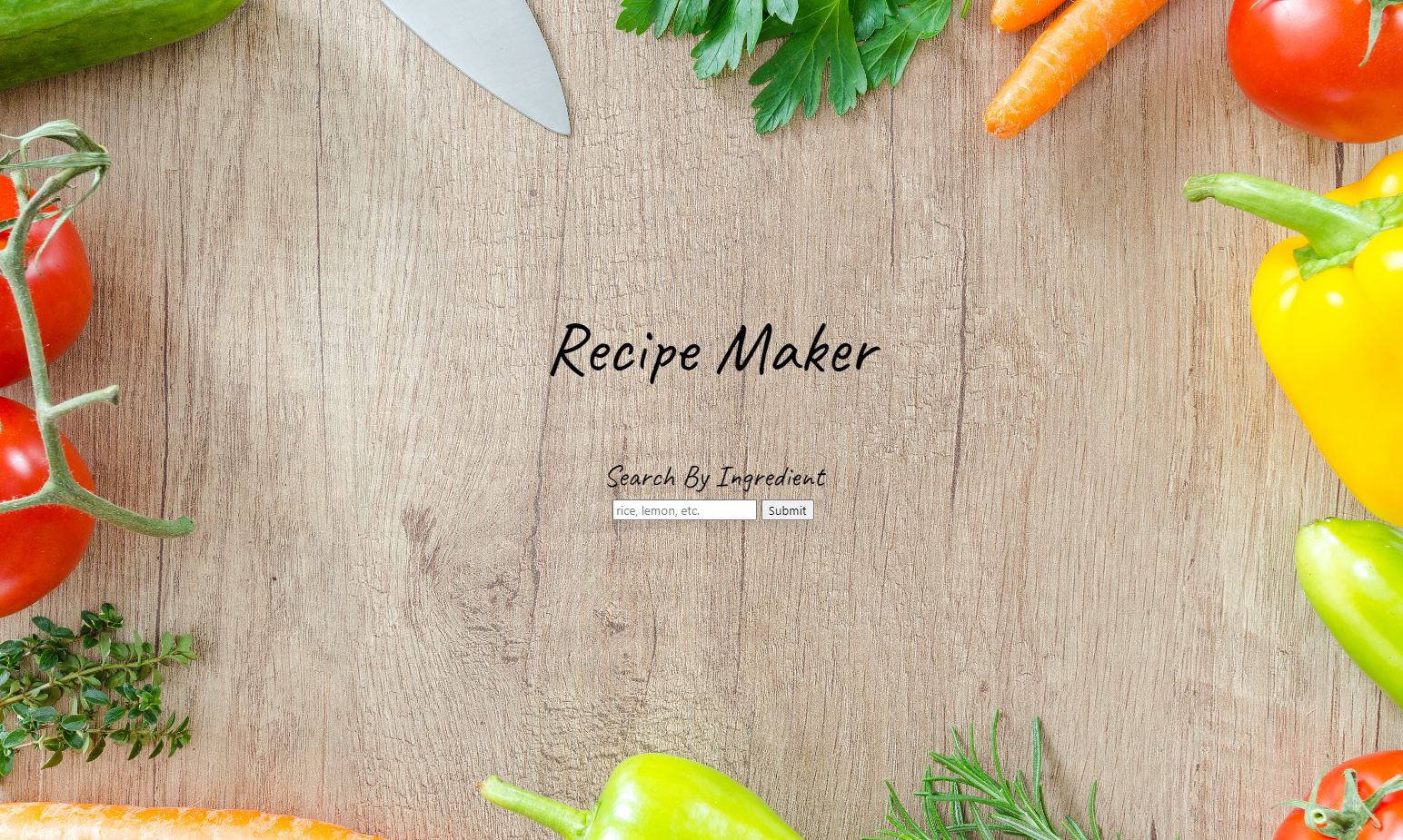 screenshot of Recipe Maker app by Joshua Rowan